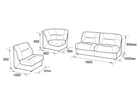 Модульний диван МАДРИД, схеми з розмірами