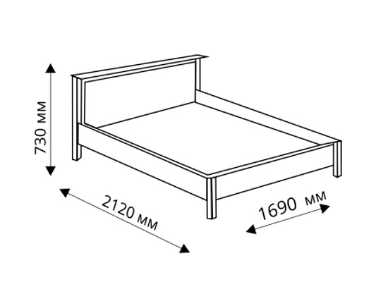 Ліжко Л-215, схема з розмірами