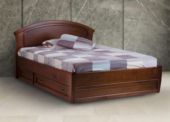 Дерев'яне двоспальне ліжко АМЕЛІЯ з ящиками в кімнаті