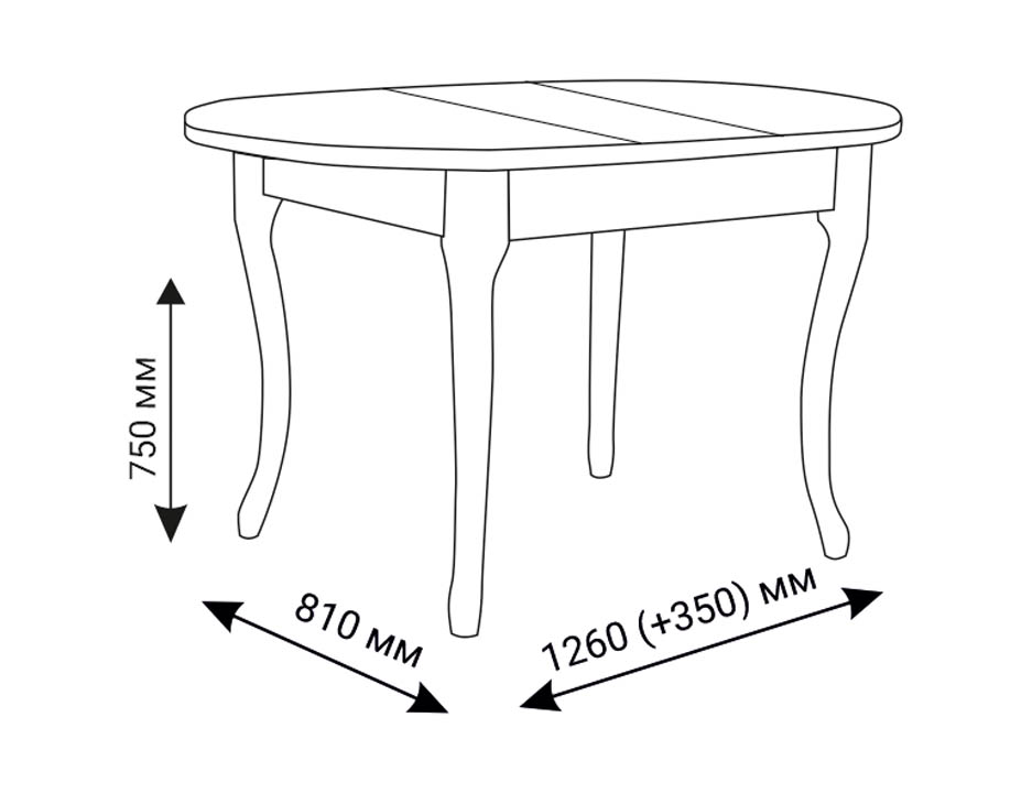 Стіл обідній ВЕНА-3, схема з розмірами
