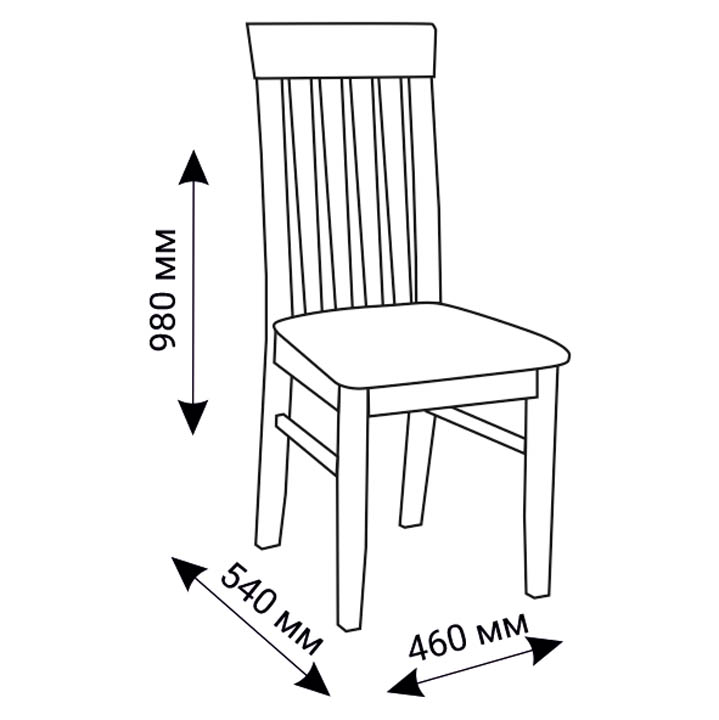 Схема з розмірами, стілець ЖУР-17