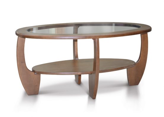 Журнальний стіл ЛОТОС зі скляною стільницею з дерева вільхи