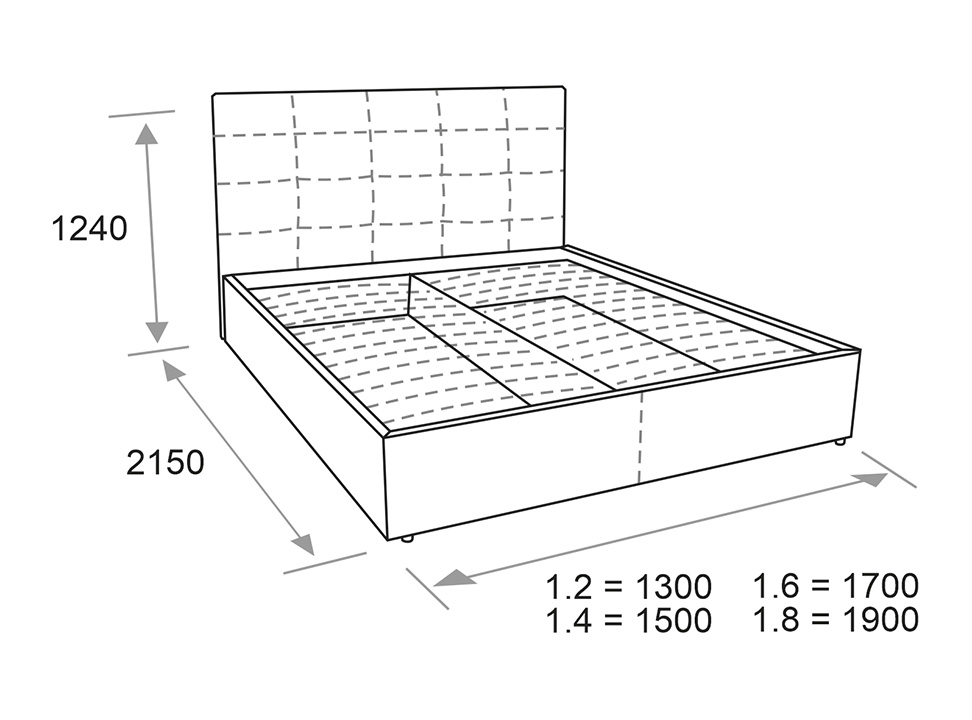 Ліжко СОФІЯ № 4, схема з розмірами